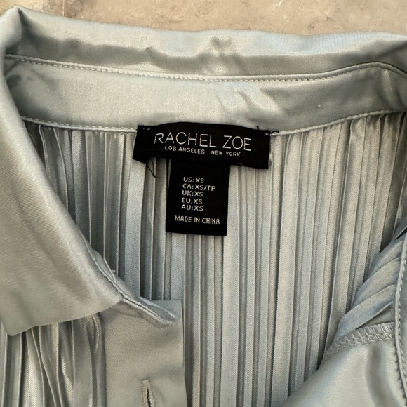 Rachel Zoe Light Blue Pleated Button Down XS - Picture 2 of 6
